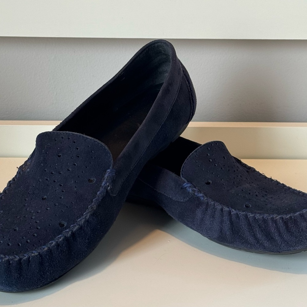 Rose Petals by Walking Cradles Navy Blue Suede Slip On Mocassins Loafers 7 ½ W